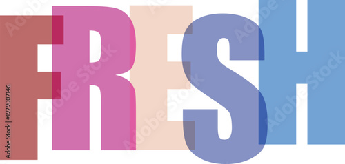 Large overlapping letters in pastel colors spelling out the word FRESH on Colorful text effect