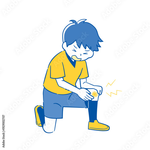 サッカー中ケガをした男子小学生 2C