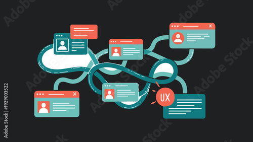 User profile connection map UX design concept data 