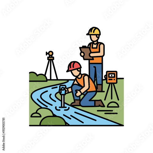 Surveyors at Work on Construction Site.