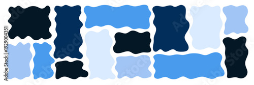 Wavy organic frame with irregular edges playful vector illustration set. Hand-drawn abstract border for text. Playful vector shape with curvy lines. Perfect for banners, labels, and creative designs.