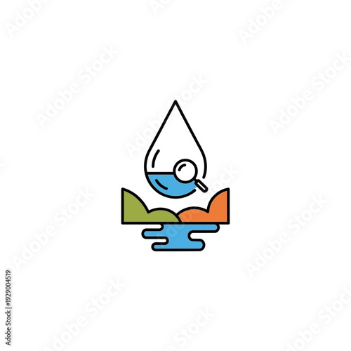 Stylized Water Drop Icon with Bird.