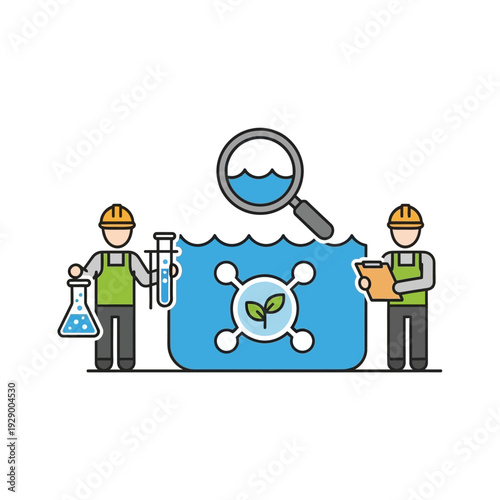 Scientists Examining Water Quality with Microbe.