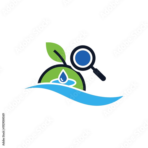 Water Droplet Logo Design Element Magnifying Glass.