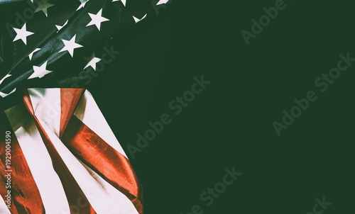 Tableau sur toile Dramatic American flag border on a dark background for patriotic memorial services, solemn national events, and sophisticated political campaign advertisements