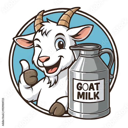 Happy cartoon dairy cow with milk on farm illustration