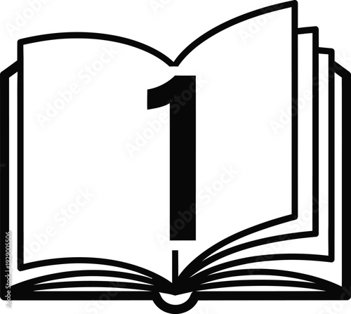 An illustration of an open book with a large number one on the page inside.