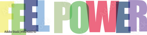 Translucent letters spelling FELPOWER in a bold pastel color palette on Colorful text effect