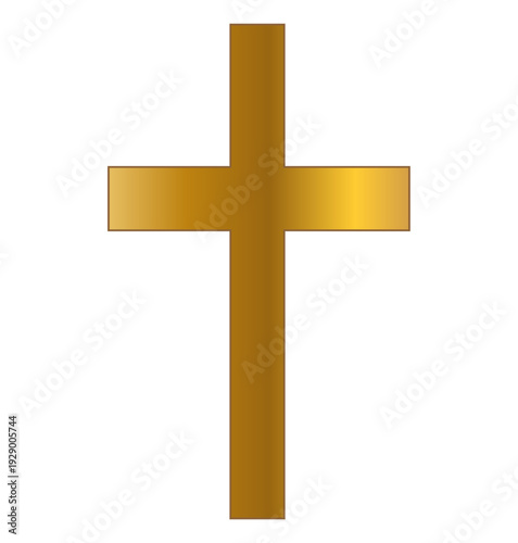 gold cross icon, isolated on a white background,