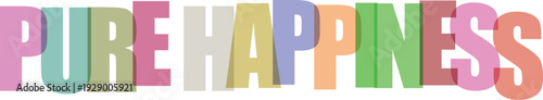 Translucent pastel colored block letters spelling PUREHAPINES with Colorful text effect