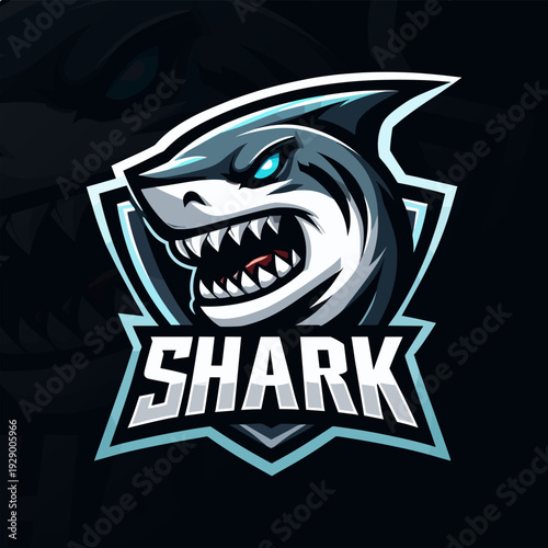 Aggressive Shark Shield Mascot Logo Design