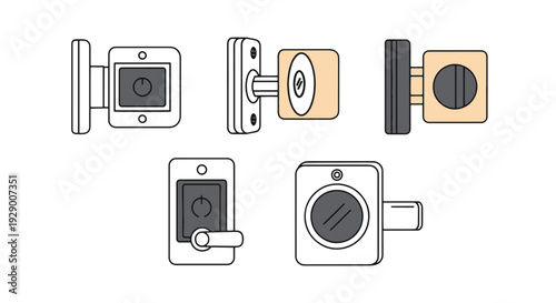 Door Viewer Line art simple minimal color illustration