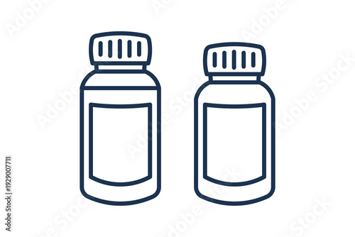 Bottles Line Pharmacy Storage Medicine bottles outline icon for pharmaceutical packaging and liquid drug storage