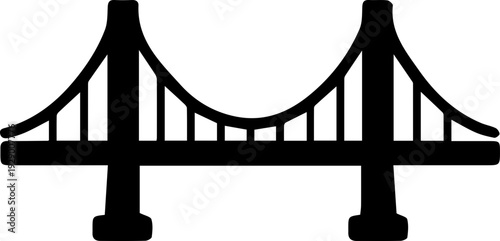 Minimalist Suspension Bridge Silhouette Icon
