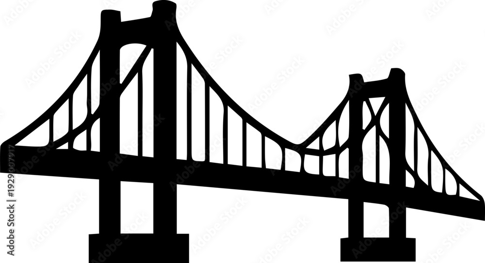 Fototapeta premium Minimalist Suspension Bridge Silhouette Icon