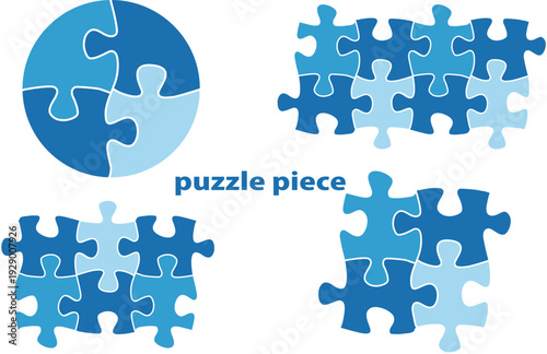 青いパズルピースセット