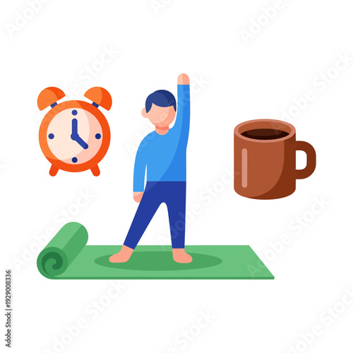 Morning Fitness Routine with Yoga Alarm Clock and Coffee