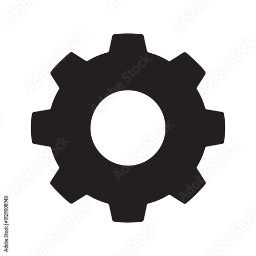 Black gear and setting icon silhouette isolated on white background 