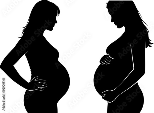 Pregnancy Stages Silhouette Icons Showing Expecting Mothers in Different Stages