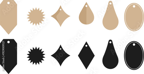 Price Tag and Label Icon Set with Various Shapes for Retail, Sales, and Marketing Designs