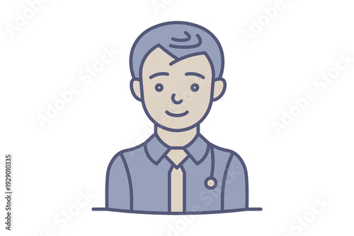 Male Doctor Flat Line Medical Healthcare Professional male physician color icon for friendly medical apps and patient interaction