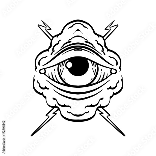 Mystic Eye Symbol Hand Drawn Illustration