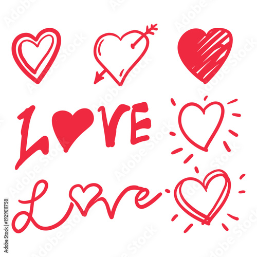 Hand Drawn Love Doodle Hearts Collection