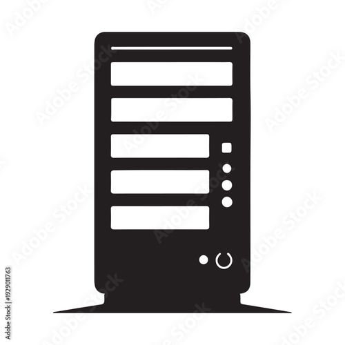 Rack server icon black sign symbol technology data center internet storage
