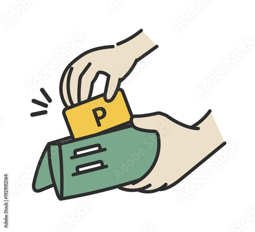 財布からポイントカードを取り出すイラスト