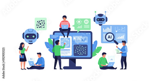 Collaborative AI Development, Machine Learning, and Big Data Analysis Team Working on Technology Solutions