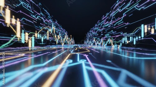 Futuristic Data Visualization Highway with Charts and Graphs