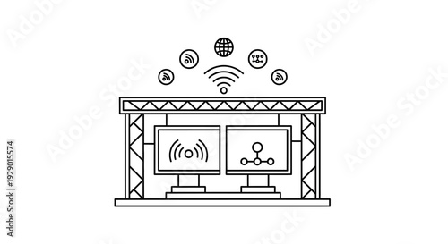 Computer Network System with Internet Connection.