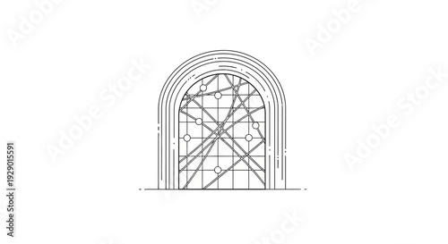 Detailed drawing of an arched window.