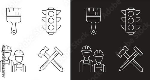 Labor day icon set workers and tools symbols for labor day celebrations