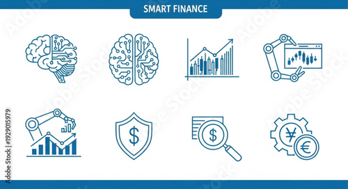 Smart finance and technology icons representing financial intelligence and innovation.
