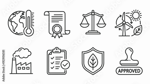 Environmental Policy and Sustainability Vector Icons