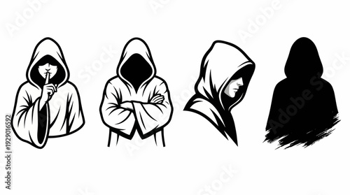 Hooded Figure Vector Illustrations in Four Styles