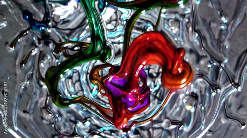 Vivid Splashes of Color Dance in Captivating Patterns Within a Swirling Liquid Environment Generative AI