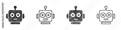 Sketch robotics icon design set