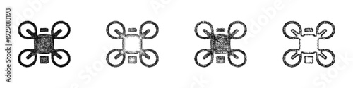 Sketch drone research icon design set