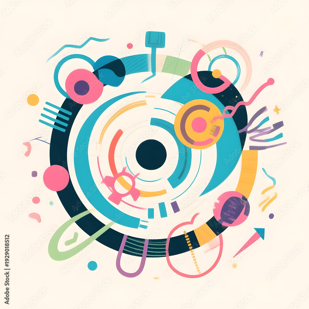 Obraz premium Abstract geometric shapes in colorful modern design 