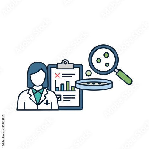 Female scientist analyzing research data with lab equipment