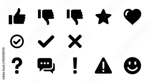 Collection of social media icons and symbols on white background.