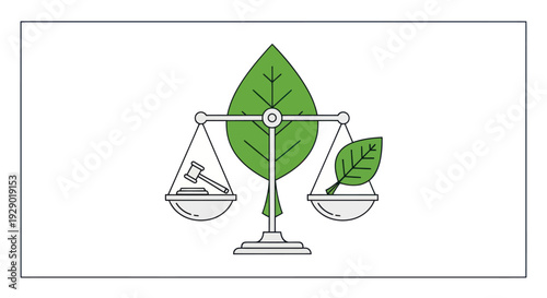 Environmental justice scale balancing legal gavel with nature leaf