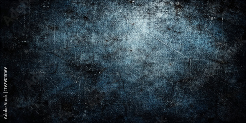 A dark blue grunge background with a vintage textured pattern on an old rough concrete wall surface