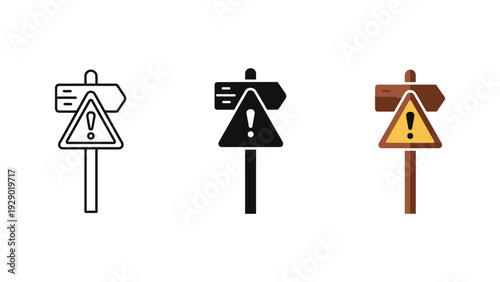 Warning signs with diverse gender neutral figures isolated on white background vector illustration