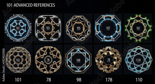 Collection of Ten Intricate Geometric Sacred Geometry Patterns.