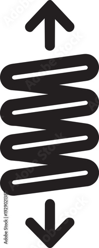 Spring icon with up and down arrows, illustrating bounce, elasticity, resilience, or fluctuation.
