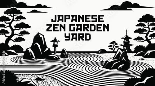japanese zen garden with stones and sand representing peaceful outdoor design and minimal landscaping philosophy