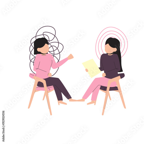 Psychological Therapy Session and Mental Health Counseling Illustration